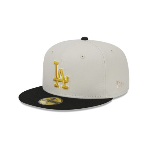 New Era 59Fifty Los Angeles Dodgers Two-Tone Stone Fitted Hat Metallic Gold Black New Era 59Fifty Los Angeles Dodgers Two-Tone Stone Fitted Hat Metallic Gold Black