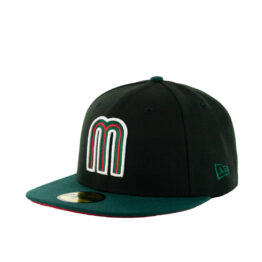 New Era 59Fifty Mexico Baseball Two Tone Fitted Hat Black Red Dark Green