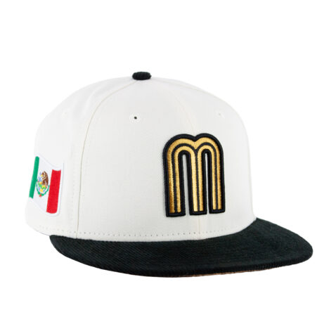 New Era 59Fifty Mexico Baseball 2023 Two Tone Fitted Hat Chrome White Metallic Gold Black