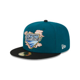 New Era 59Fifty San Diego Padres Cooperstown Cloud Spiral Fitted Hat Midnight Green Black