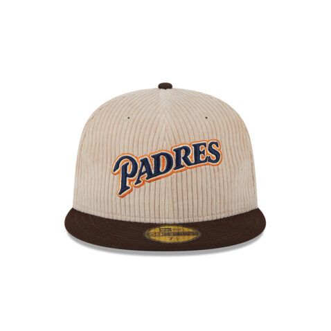 New Era 59Fifty San Diego Padres Cooperstown Fall Cord Fitted Hat Khaki Burnt Wood Brown