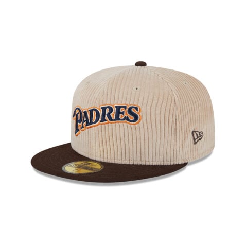 New Era 59Fifty San Diego Padres Cooperstown Fall Cord Fitted Hat Khaki Burnt Wood Brown