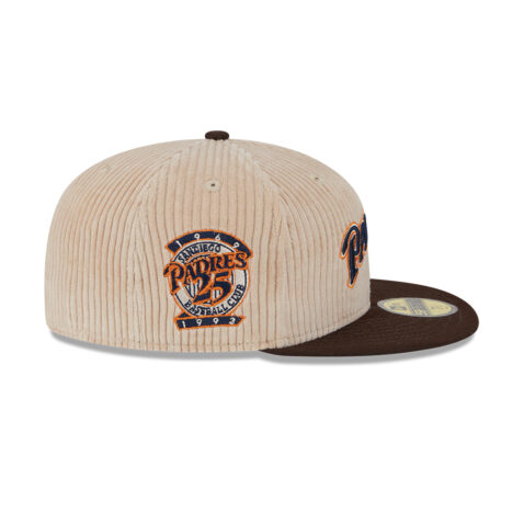 New Era 59Fifty San Diego Padres Cooperstown Fall Cord Fitted Hat Khaki Burnt Wood Brown