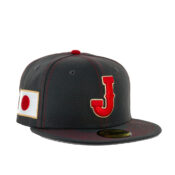 New-Era-59Fifty-World-Baseball-Classic-2023-Japan-On-Field-Fitted-Hat-Graphite-Red-Right-Front.jpg