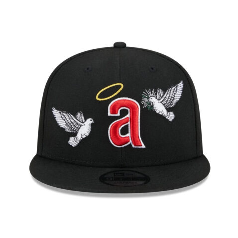 New Era 9Fifty California Angels Cooperstown Peace Adjustable Snapback Hat Black Red