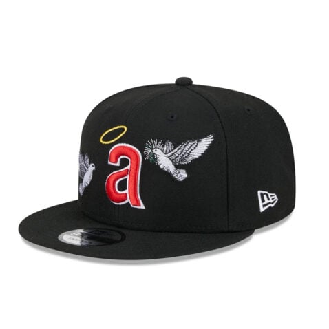 New Era 9Fifty California Angels Cooperstown Peace Adjustable Snapback Hat Black Red