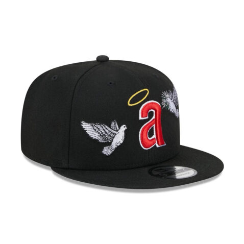 New Era 9Fifty California Angels Cooperstown Peace Adjustable Snapback Hat Black Red