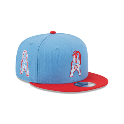 New Era 9Fifty Houston Oilers NFL City Originals Adjustable Snapback Hat Blue Red - Image 4