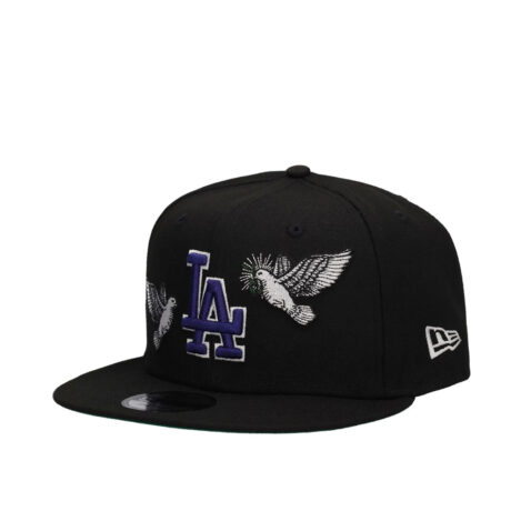 New Era 9Fifty Los Angeles Dodgers Peace Adjustable Snapback Hat Black Dark Royal Blue