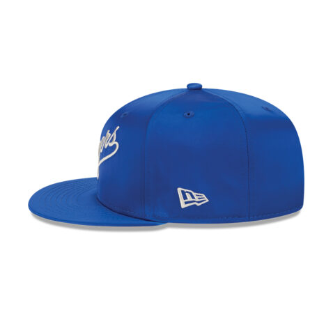New Era 9Fifty Los Angeles Dodgers Satin Script Adjustable Snapback Hat Dark Royal Blue White