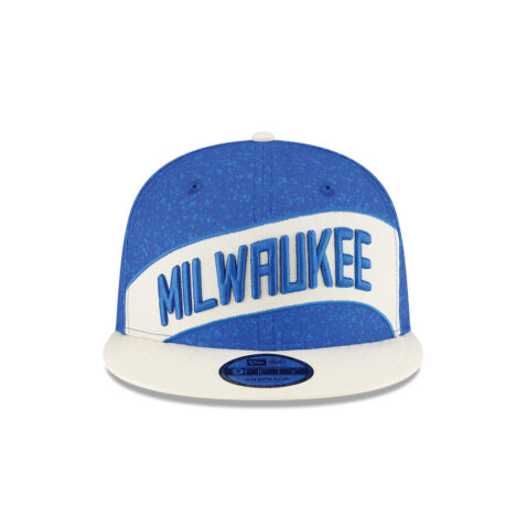 New Era 9Fifty Milwaukee Bucks City Edition Adjustable Snapback Hat Blue White - Image 4