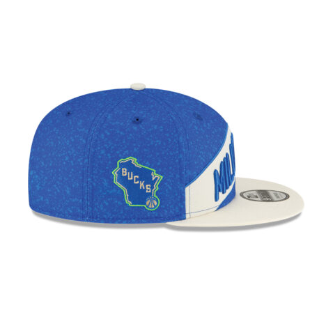 New Era 9Fifty Milwaukee Bucks City Edition Adjustable Snapback Hat Blue White - Image 5