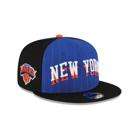 New Era 9Fifty New York Knicks City Edition Adjustable Snapback Hat Blue Black Orange - Image 3
