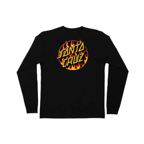 Santa Cruz x Thrasher Flame Dot Longsleeve Midweight T-Shirt Black