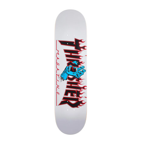 Santa Cruz x Thrasher Screaming Flame Logo Skate Deck White 8.0 inch x 31.6 inch