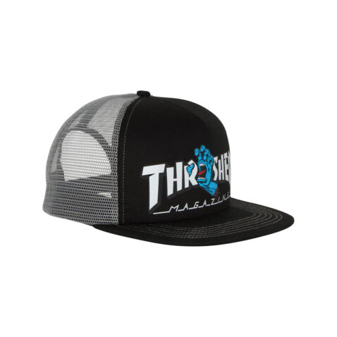 Santa Cruz x Thrasher Screaming Logo Mesh Trucker High Profile Adjustable Snapback Hat Black