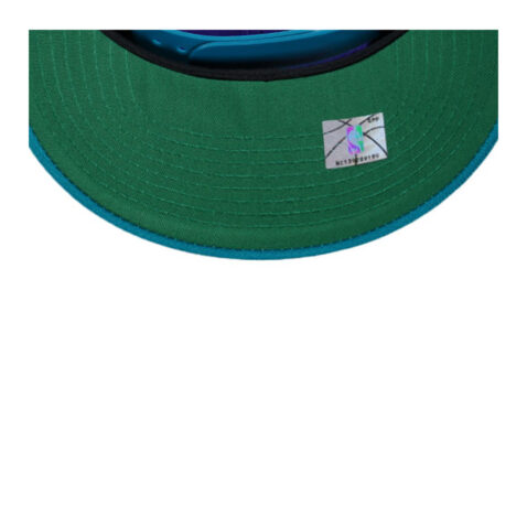 Mitchell & Ness Charlotte Hornets Boom Text Pro Adjustable Snapback Hat Puple Teal - Image 3
