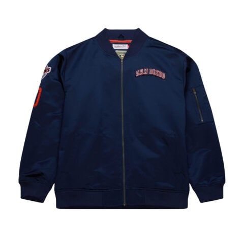 Mitchell & Ness San Diego Padres Lightweight Satin Bomber Jacket Dark Navy