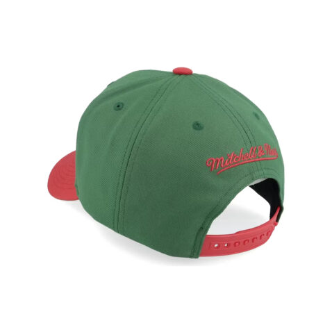 Mitchell & Ness Seattle Supersonics Boom Text Pro Adjustable Snapback Hat Green Red