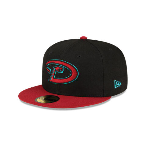 New Era 59Fifty Arizona Diamondbacks Road Authentic Collection On Field Fitted Hat Black Red