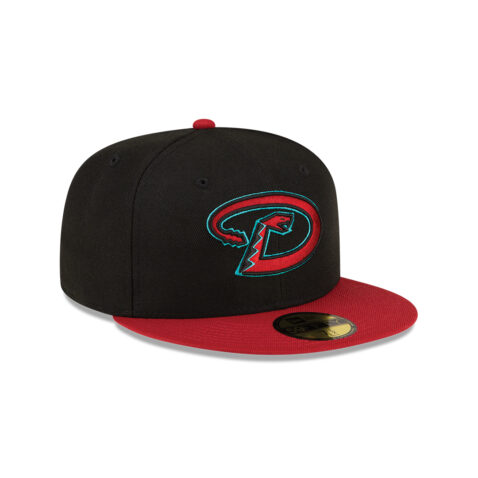 New Era 59Fifty Arizona Diamondbacks Road Authentic Collection On Field Fitted Hat Black Red