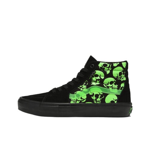 Vans Skate Sk8-Hi Glow Skulls Shoe Black Green