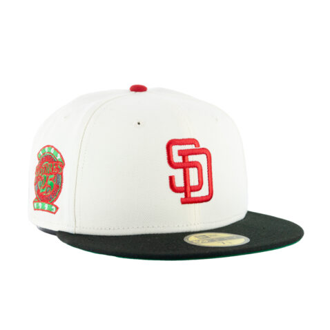 New Era 59Fifty San Diego Padres Aux Pack Track 2 Fitted Hat Chrome White Red Black