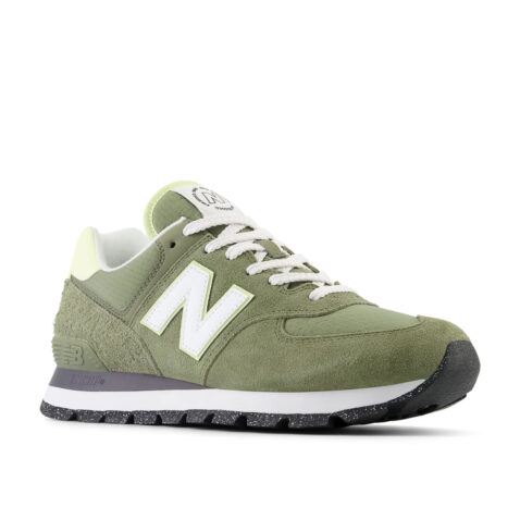 New Balance 574 Rugged  Shoe Green White - Image 2