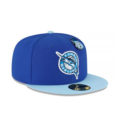 New Era 59Fifty Florida Marlins The Elements Water Fitted Hat Doscientos Blue Majestic Blue
