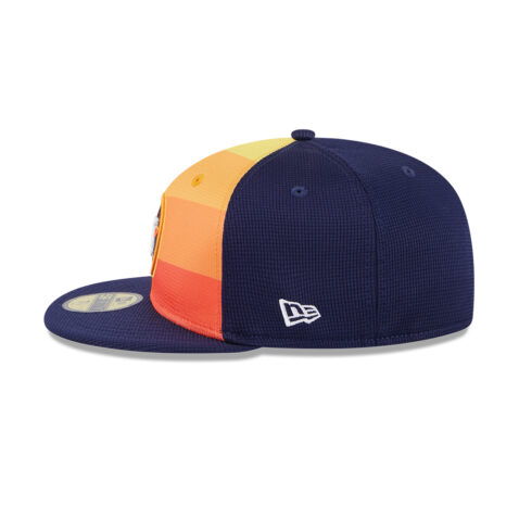 New Era 59Fifty Houston Astros Batting Practice 2024 Fitted Hat Blue Gradient Orange
