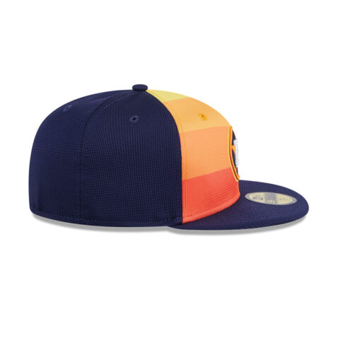 New Era 59Fifty Houston Astros Batting Practice 2024 Fitted Hat Blue Gradient Orange