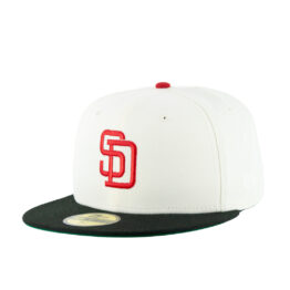 New Era 59Fifty San Diego Padres Aux Pack Track 2 Fitted Hat Chrome White Red Black