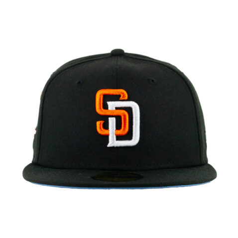 New Era 59Fifty San Diego Padres Aux Pack Track 3 Fitted Hat Black Rust Orange White