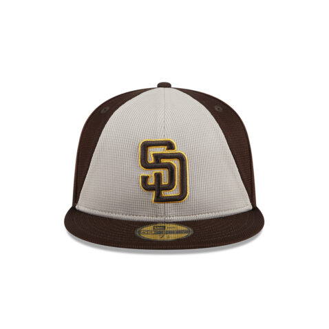 New Era 59Fifty San Diego Padres Batting Practice 2024 Fitted Hat Burnt Wood Brown Stone