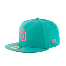 New Era 59Fifty San Diego Padres City Connect BC Edition Fitted Hat Clear Mint Pink Glow