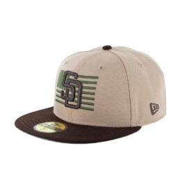 New Era 59Fifty San Diego Padres Freedom Fitted Hat Khaki Black Olive Green