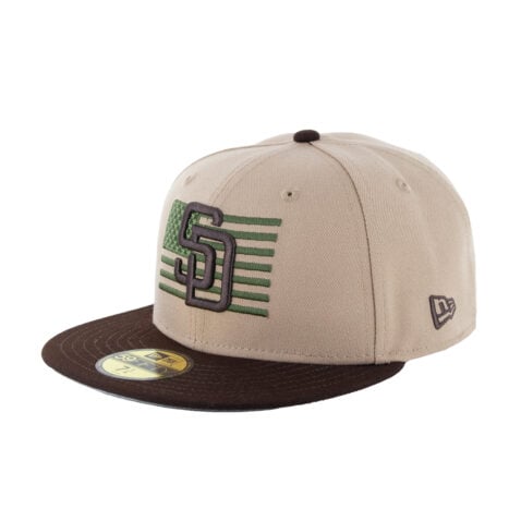 New Era 59Fifty San Diego Padres Freedom Flag Fitted Hat Khaki Black Olive Green