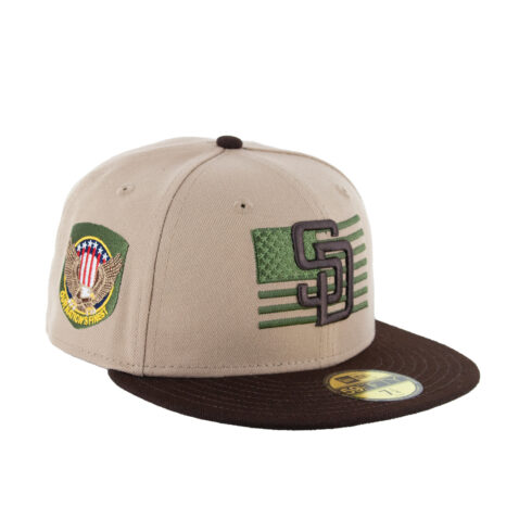 New Era 59Fifty San Diego Padres Freedom Fitted Hat Khaki Black Olive Green