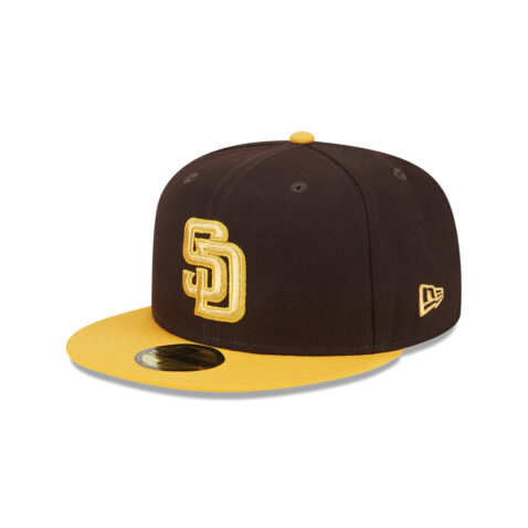 New Era 59Fifty San Diego Padres Game Day SD Logo Fitted Hat Brown Gold