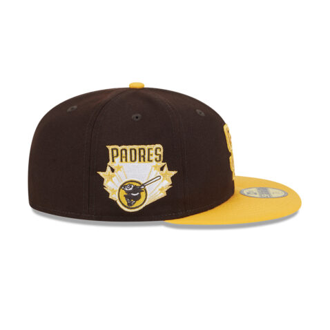 New Era 59Fifty San Diego Padres Game Day SD Logo Fitted Hat Brown Gold