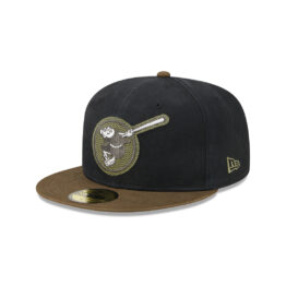 New Era 59Fifty San Diego Padres Quilted Logo Fitted Hat Black Olive Green
