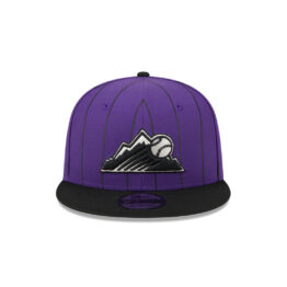 New Era 9Fifty Colorado Rockies Batting Practice 2024 Adjustable Snapback Hat Purple Pinstripe Black