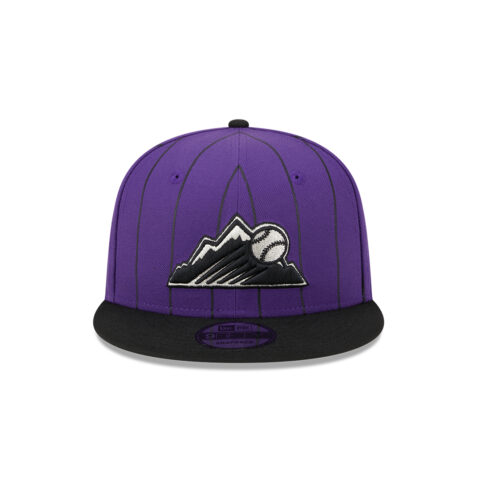 New Era 9Fifty Colorado Rockies Batting Practice 2024 Adjustable Snapback Hat Purple Pinstripe Black - Image 2