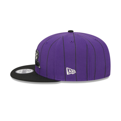 New Era 9Fifty Colorado Rockies Batting Practice 2024 Adjustable Snapback Hat Purple Pinstripe Black - Image 4