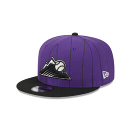 New Era 9Fifty Colorado Rockies Batting Practice 2024 Adjustable Snapback Hat Purple Pinstripe Black