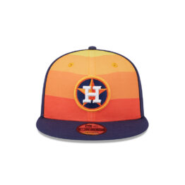 New Era 9Fifty Houston Astros Batting Practice 2024 Adjustable Snapback Hat Blue Gradient Orange