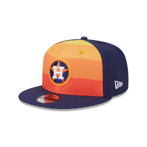 New Era 9Fifty Houston Astros Batting Practice 2024 Adjustable Snapback Hat Blue Gradient Orange