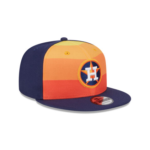 New Era 9Fifty Houston Astros Batting Practice 2024 Adjustable Snapback Hat Blue Gradient Orange