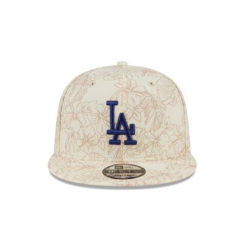 New Era 9Fifty Los Angeles Dodgers Leaf Adjustable Snapback Hat Chrome White Brown - Image 3