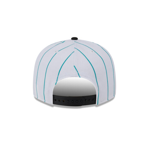 New Era 9Fifty Miami Marlins Batting Practice 2024 Adjustable Snapback Hat White Pinstripe Blue Black - Image 5